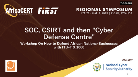 Workshop on ITU-T X.1060 Cyber Defence Centre at Kigali, Rwanda