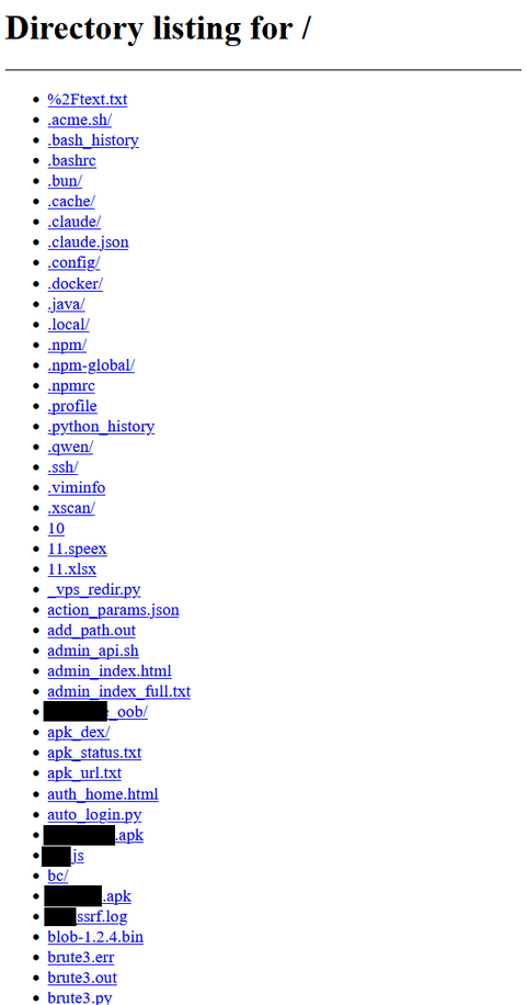 Files found on the server under investigation