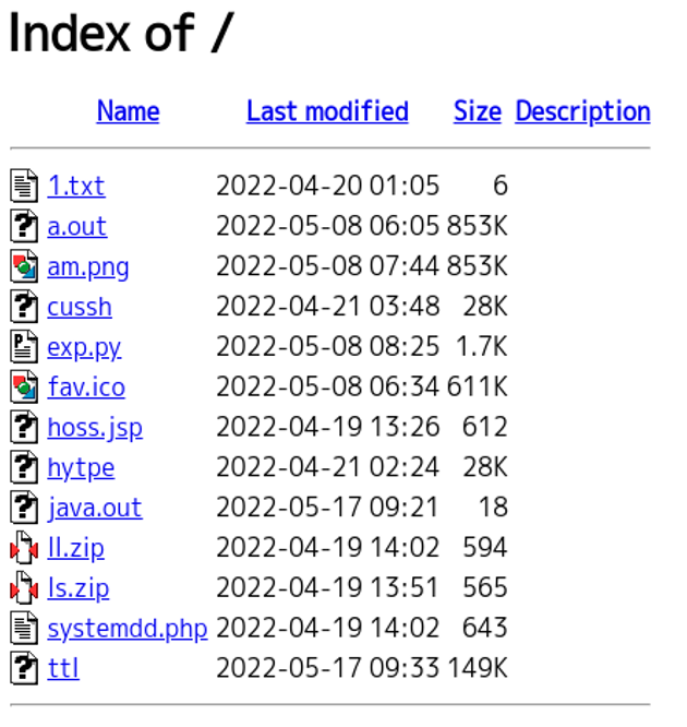 Server where attack code was installed