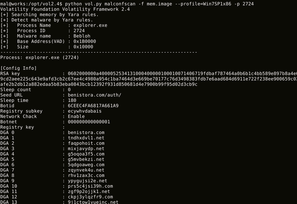 malconfscan execution result 2