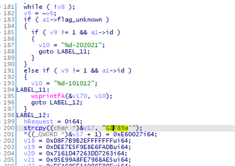 LCPDotの送信データをGIF画像に偽装するコード