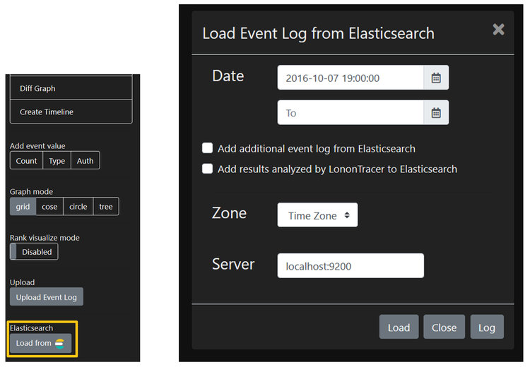 Elasticsearchからログをインポートする設定画面